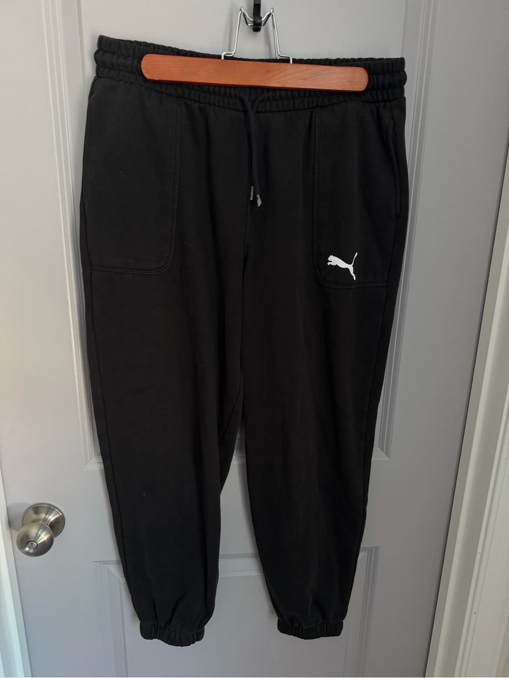 Puma Black Jogger Sweatpants with White Logo